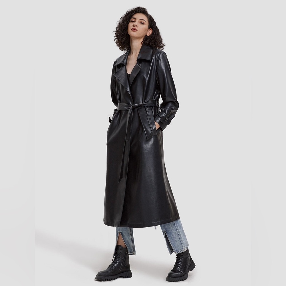 Lattelier Maxi Faux Leather Coat Size Small - Brand New